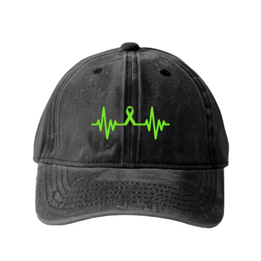 Discover lymphoma cancer ribbon heartbeat - Lymphoma Cancer - Washed Denim Baseball Caps