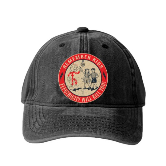 Discover CIPS Retro Sign - Electricity will kill you - Electricity Will Kill You - Washed Denim Baseball Caps