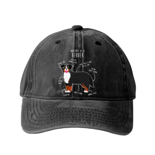 Discover Bernese Mountain Dog Anatomy - Bernese Mountain Dog - Washed Denim Baseball Caps
