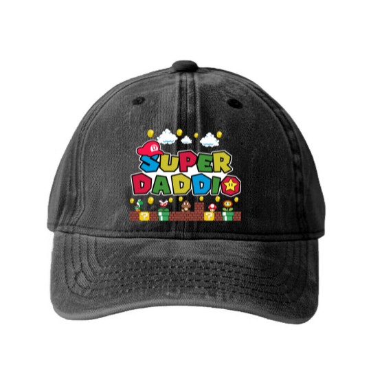 Discover Super Daddio Washed Denim Baseball Caps - Funny Dad Washed Denim Baseball Caps, Father's Day Washed Denim Baseball Caps