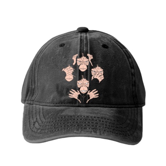 Discover Monkey Cover Face Awesome Gorilla Queen Band Washed Denim Baseball Caps