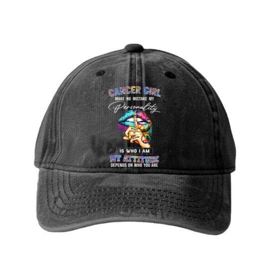 Discover Cancer Girl Make No Mistake My Personality - Zodiac Gift Birthday Gift - Washed Denim Baseball Caps