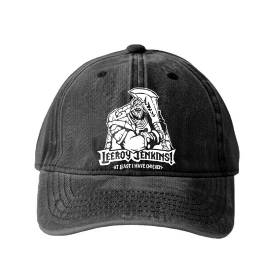 Discover Leeroy Jenkins! White - Warcraft - Washed Denim Baseball Caps
