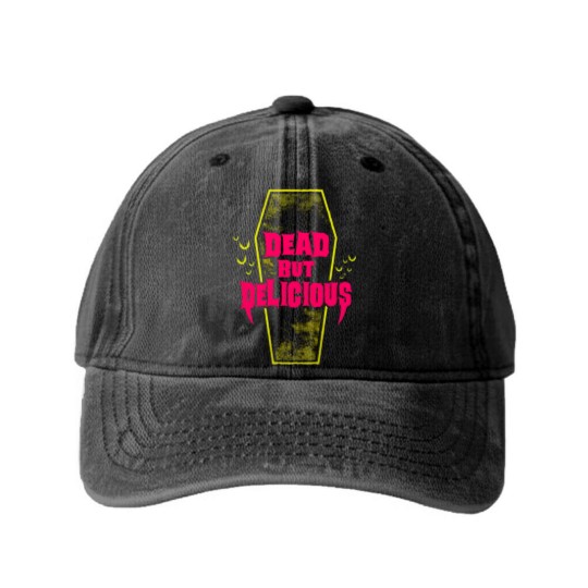 Discover Dead but Delicious - Vampire Quote - What We Do In The Shadows - Washed Denim Baseball Caps