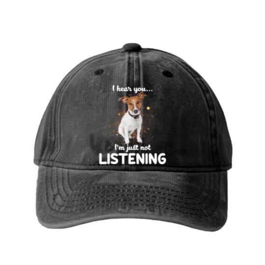 Discover Jack Russell Terrier I Hear You Not Listening Dog Washed Denim Baseball Caps