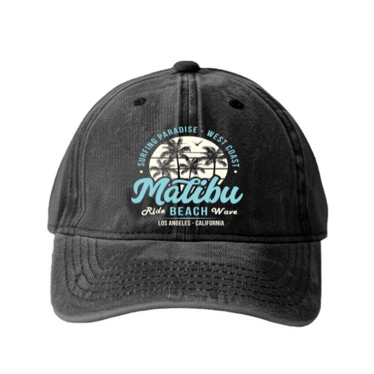 Discover Surfing Paradise Malibu Beach Ride Wave Washed Denim Baseball Caps