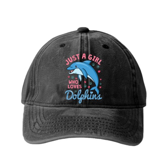 Discover Dolphin Just A Girl Dolphins Gift Washed Denim Baseball Caps