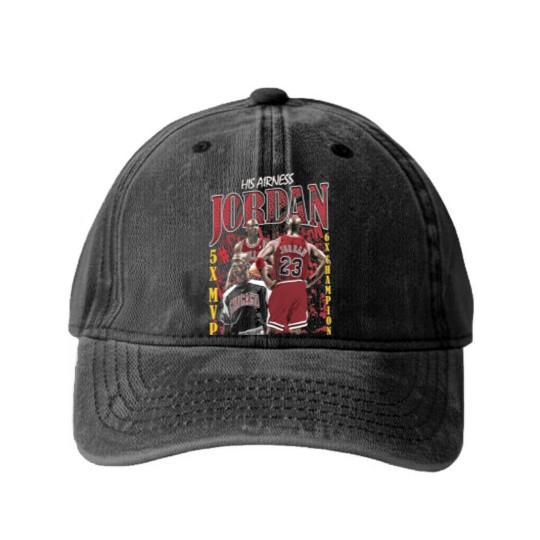 Discover Vintage King Michael Jordan Graphic Washed Denim Baseball Caps Washed Denim Baseball Caps Vintage Washed Denim Baseball Caps