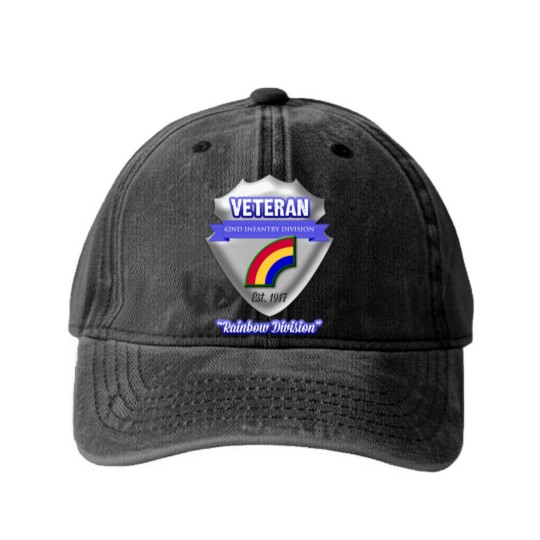 Discover Veteran 42nd Infantry Division Washed Denim Baseball Caps