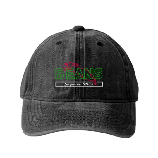 Discover Beans Bunny Saginaw Michigan Nostalgia Washed Denim Baseball Caps