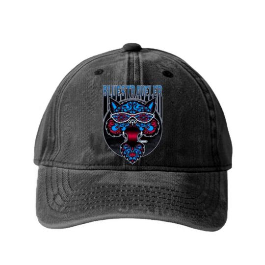 Discover blues traveler cat Washed Denim Baseball Caps