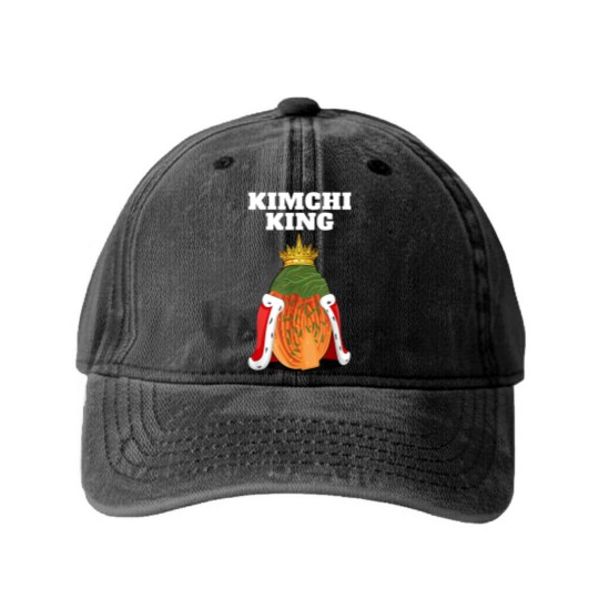 Discover Kimchi King | Mens Kimchi Lover Washed Denim Baseball Caps | Food Korean Kimchi Washed Denim Baseball Caps