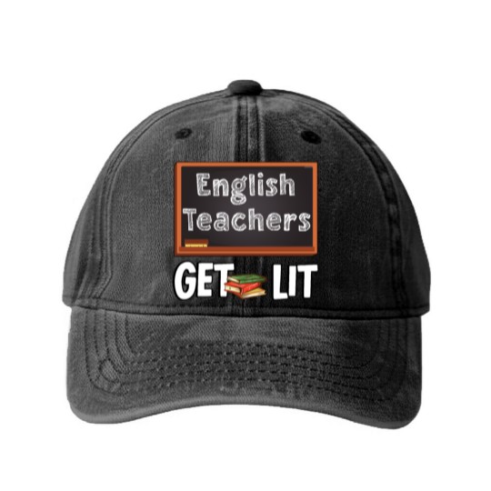 Discover Book Chalk Teacher English Literature Blackboard Washed Denim Baseball Caps
