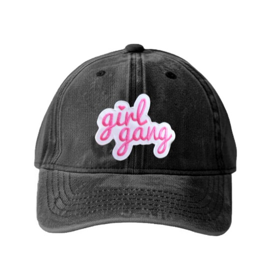 Discover Girl Gang Patch Washed Denim Baseball Caps