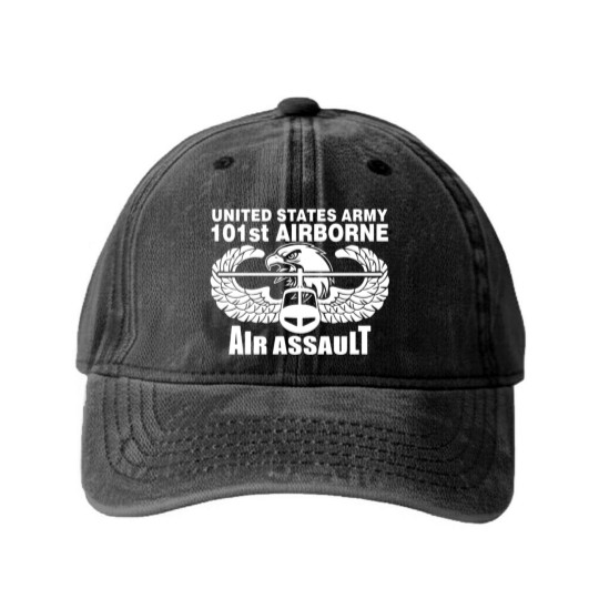 Discover 101st Army Airborne Air Assault eagle Washed Denim Baseball Caps