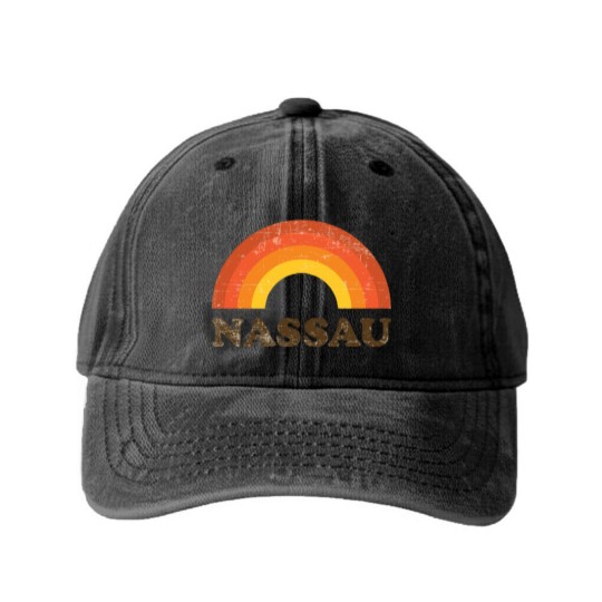 Discover Retro Vintage Nassau Bahamas Vacation Souvenir - Nassau - Washed Denim Baseball Caps
