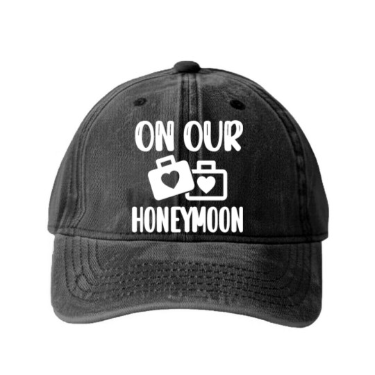 Discover Honeymoon Vacation Wedding Couple Honeymooning Washed Denim Baseball Caps