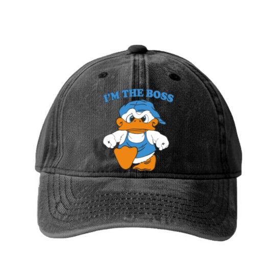 Discover I'm The Boss Duck Washed Denim Baseball Caps 90s Cartoon Tourist Washed Denim Baseball Caps