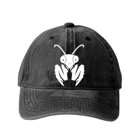 Discover Praying Mantis Front Washed Denim Baseball Caps