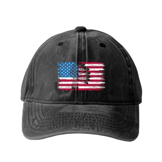 Discover Native American USA Indigenous People 4th Of July Washed Denim Baseball Caps