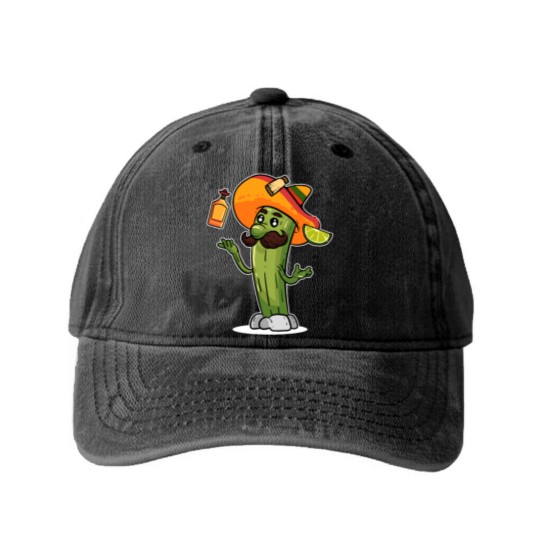 Discover Funny Mexican Cactus Juggles Tequila Cinco de Washed Denim Baseball Caps