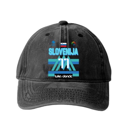 Discover Luka Doncic Slovenija Fan Design - Luka Doncic - Washed Denim Baseball Caps