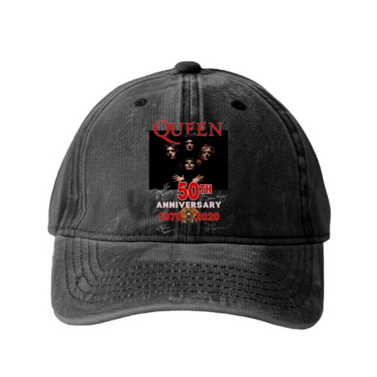 Discover Queen Band Aniversary 50Th, Country Music Washed Denim Baseball Caps, Retro Washed Denim Baseball Caps