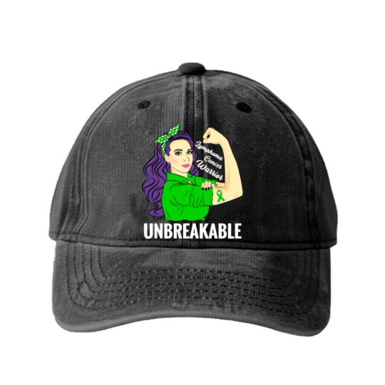 Discover Lymphoma Cancer Awareness Warrior Unbreakable Support - Lymphoma Cancer - Washed Denim Baseball Caps