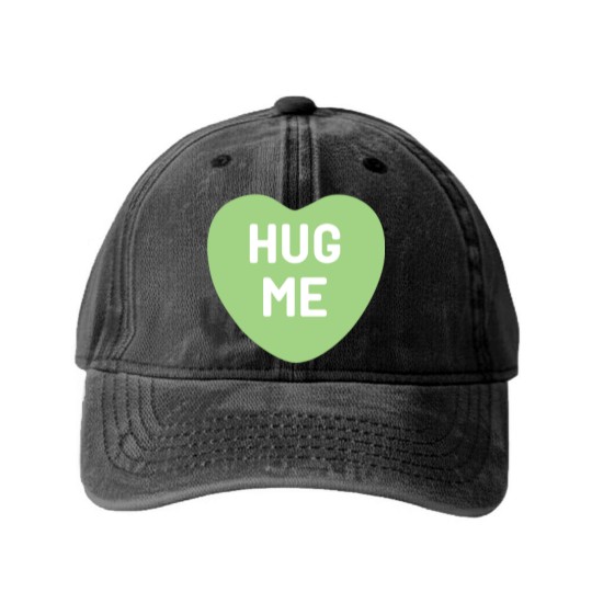 Discover Hug Me Green Candy Heart Washed Denim Baseball Caps