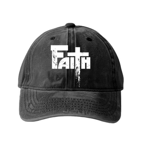 Discover Faith Cross Washed Denim Baseball Caps