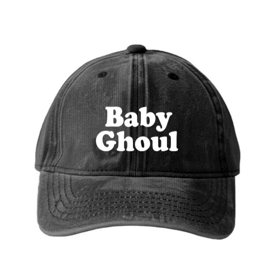 Discover Baby Ghoul - Cooper Font - Washed Denim Baseball Caps