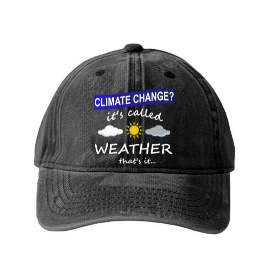 Discover Climate Change is Weather Washed Denim Baseball Caps