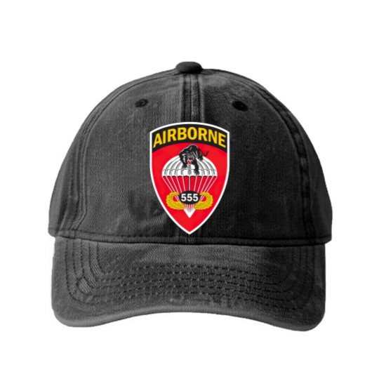 Discover 555Th Parachute Infantry Battalion Gift Washed Denim Baseball Caps Washed Denim Baseball Caps