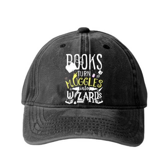 Discover Books turn Muggles into Wizards Washed Denim Baseball Caps