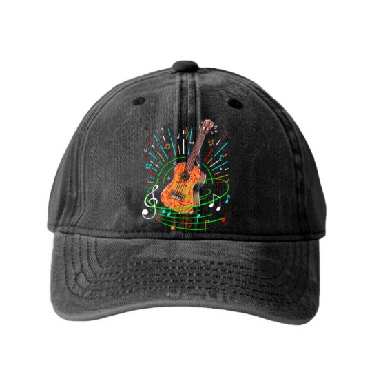 Discover Funny Gift For Family Members Acoustic Guitar Themed Guitar Lovers Guitar Themed Gifts For Men And Women Washed Denim Baseball Caps