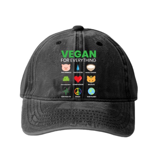 Discover Vegan for Everything Veganism Vegan Nutrition Washed Denim Baseball Caps