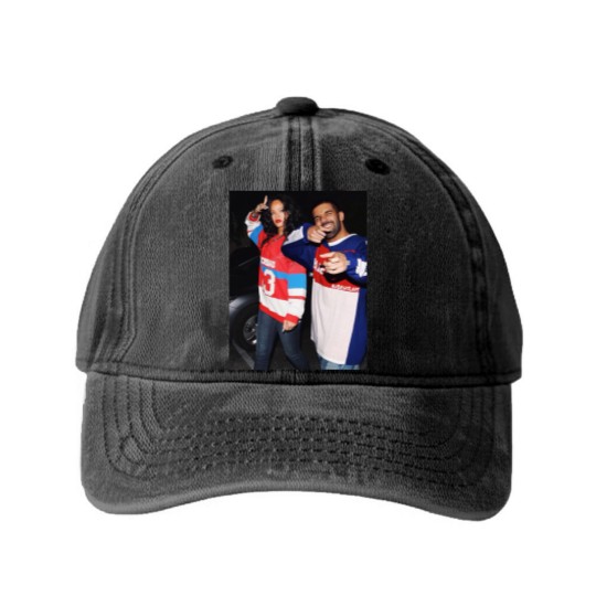 Discover Drake and Rihanna Washed Denim Baseball Caps
