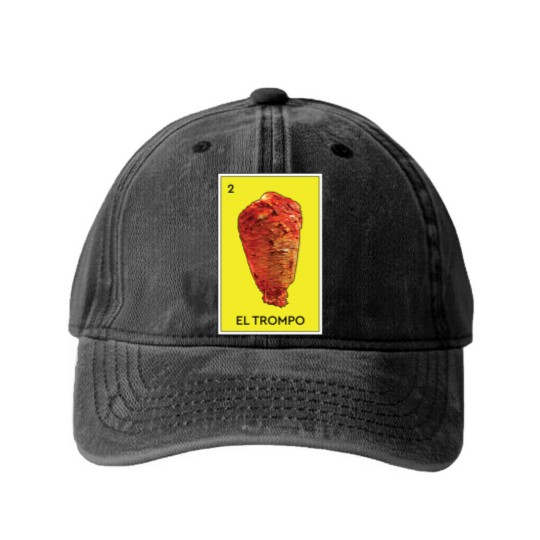 Discover El Trompo Al Pastor Loteria Mexican Game Funny Carne Asada Tacos Burritos - Meat - Washed Denim Baseball Caps