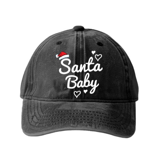 Discover Santa Baby saying Washed Denim Baseball Caps
