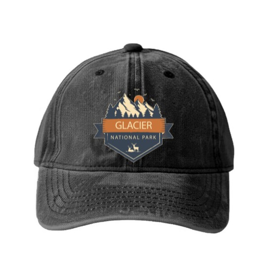 Discover Glacier National Park - Glacier National Park - Washed Denim Baseball Caps
