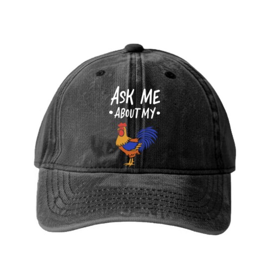 Discover Ask Me About My Cock Washed Denim Baseball Caps