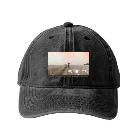 Discover Walking Free - Freedom because of Jesus Christ Washed Denim Baseball Caps