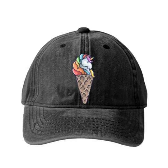Discover ice cream Unicorn Cone Washed Denim Baseball Caps