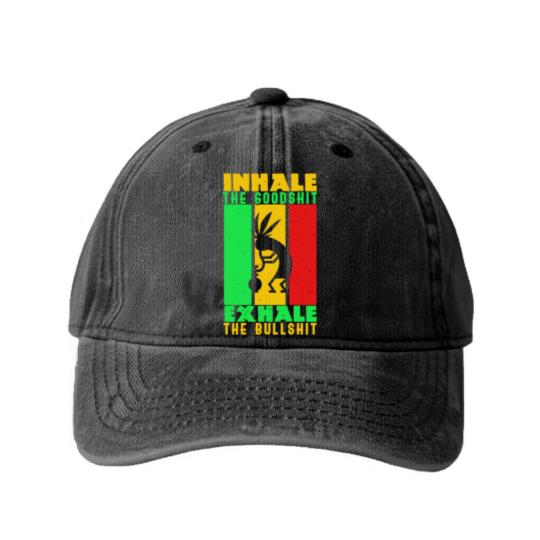 Discover Weed Inhale Goodshit Exhale Bullshit Washed Denim Baseball Caps