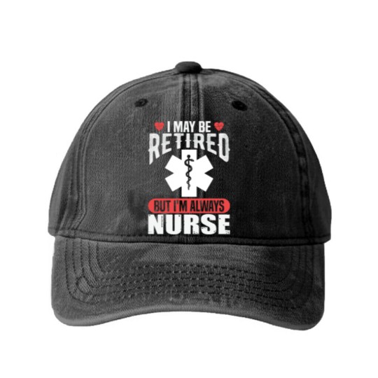 Discover Retired Nurse Washed Denim Baseball Caps