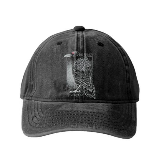 Discover Edgar Allan Poe The Raven Nevermore Distressed Washed Denim Baseball Caps