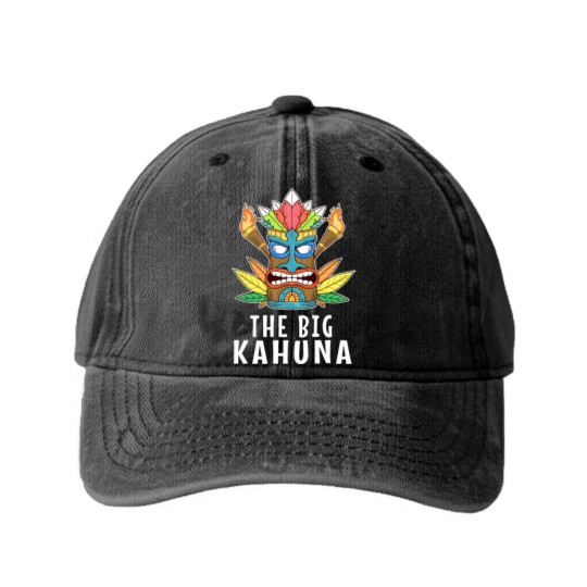 Discover Awesome The Big Kahuna Tiki Gift Print Hawaiian Washed Denim Baseball Caps