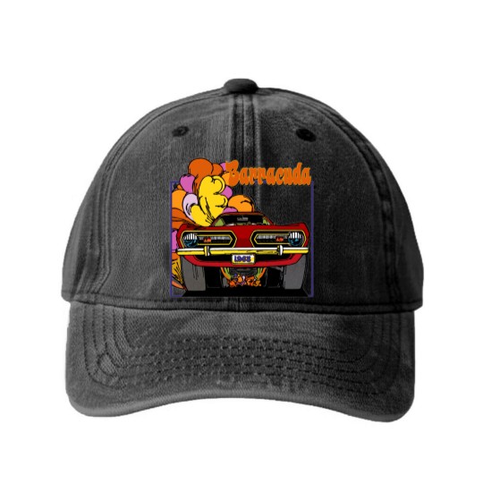 Discover 1968 Plymouth Barracuda Car T Washed Denim Baseball Caps