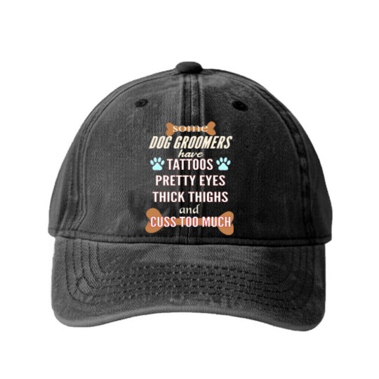 Discover Professional Dog Groomer Dad Washed Denim Baseball Caps Washed Denim Baseball Caps