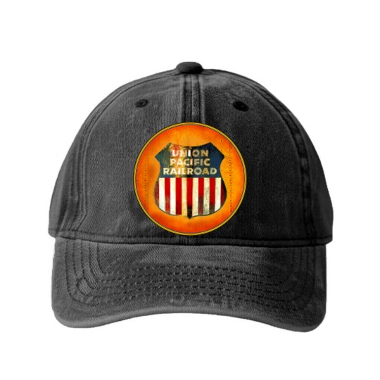 Discover Union Pacific Railroad - Badge - Railroad - Washed Denim Baseball Caps